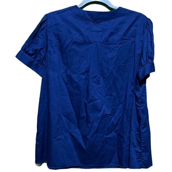 Liz Claiborne Women's Button Front Top Blouse Round Neck‎ Navy Blue Size Large - Picture 2 of 4